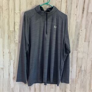 Under Armour Gray Stripe Quarter Zip Lightweight Pullover Loose Fit